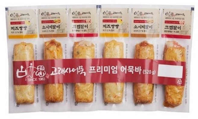 고래사 프리미엄 어묵바 6개입 520g, 1개