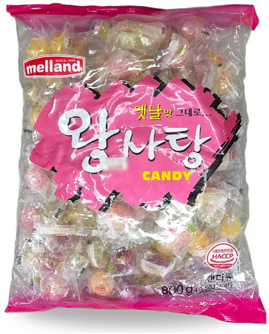 HACCP 멜랜드 옛날 5가지 과일 사과 딸기 레몬 오렌지 포도맛 왕사탕 800g 1개 업소용 대용량 사탕 국제제과