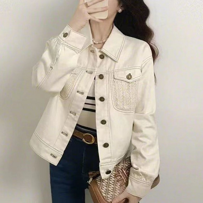 FANSYLI 데님코트 여성 봄가을 고급 카고자켓 심플 캐주얼 통근코트 데일리 편한 데님자켓 간절기 빅사이즈 아우터 X2507J22