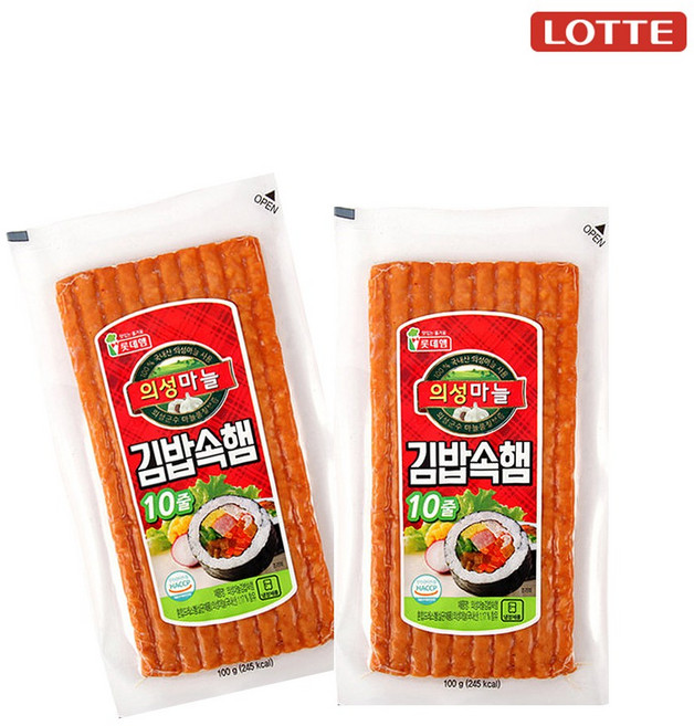 롯데 롯데햄 의성마늘 김밥속햄 100g 10개