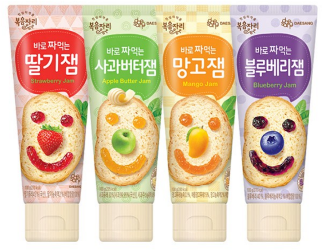 복음자리 짜먹는 과일잼 100g 4개(딸기+망고+블루베리+사과버터), 1개