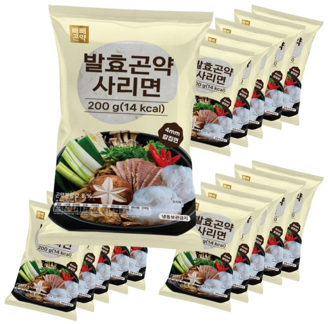 빼빼곤약 발효곤약 사리면 저칼로리 저탄수화물 곤약면 14kcal, 200g, 16개