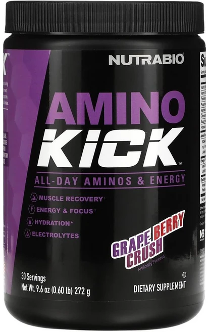 뉴트라바이오 랩스 아미노 킥 그레이프 베리 크러쉬 Nutrabio Labs Amino Kick Grape Berry Crush 272g, 1개 - 쿠팡