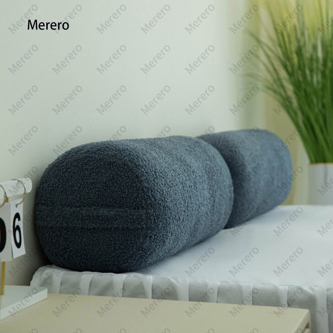 Merero 원형 바디필로우 대형 롱쿠션 누빔 일자형 바디필로우, 블루