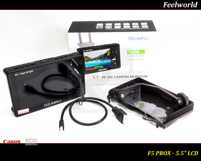 FEELWORLD F5 PROX 4K HDMI 1600nit高亮度 3D LUT IPS廣視角 USB-C供電 輕巧便攜, 5.5吋攝影監視器 (贈F550池*1)