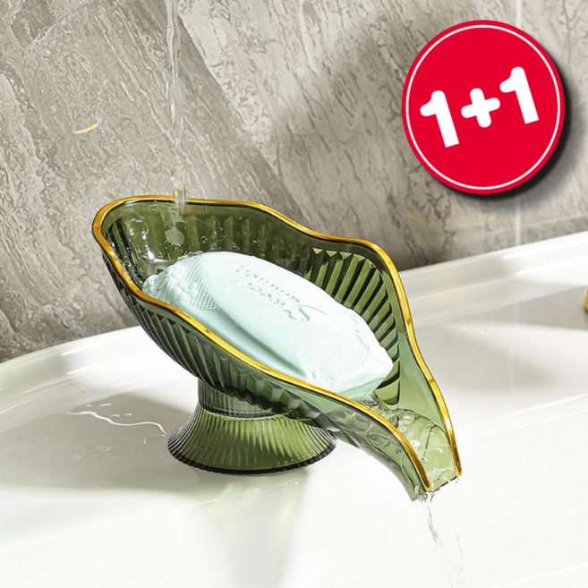생활해랑 물빠짐 나뭇잎 비누받침, 2개, 올리브 그린