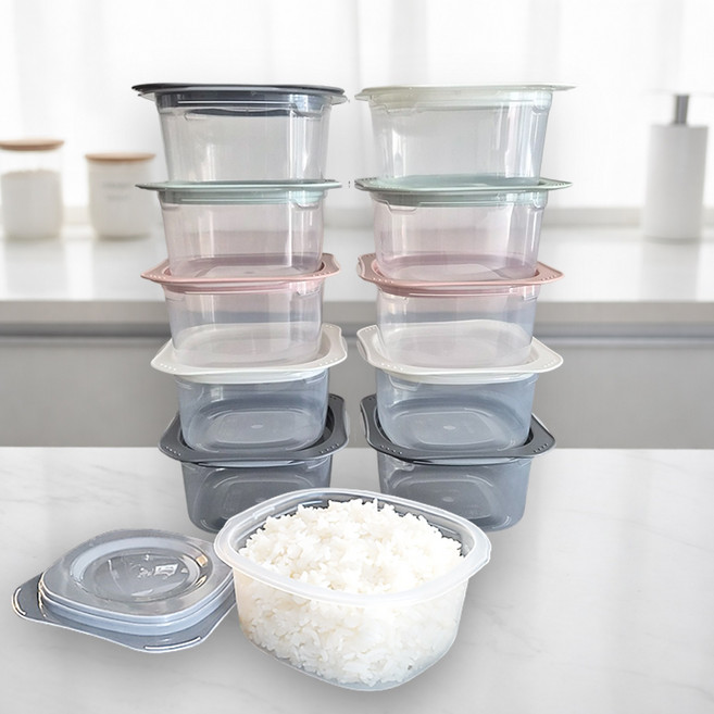 냉동밥용기 전자렌지용 밥소분 밀폐용기 300ml, 10개, 혼합색상