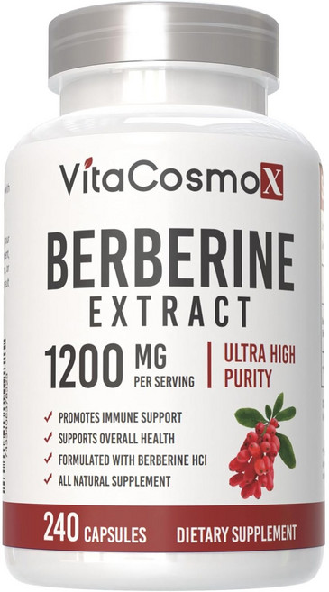 VitaCosxmoX 비타코스모엑스 베르베린 Berberine HCI 1200mg, 1개, 240정