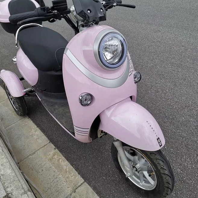 삼륜 전동 전동스쿠터 성인용 어르신 전동차 출퇴근용, 핑크 레드, 60v