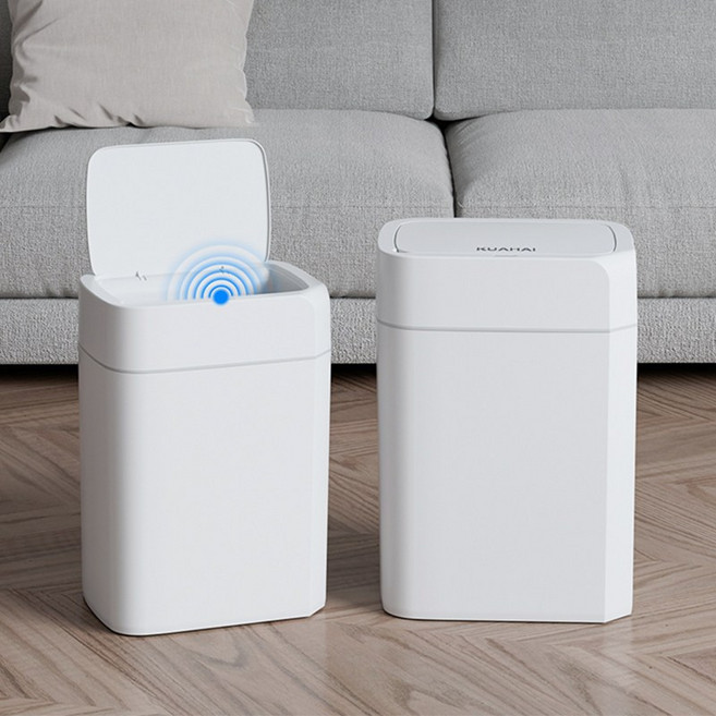[1+1세트 20L+17L]KUAHAI 자동 센서 쓰레기통 냄새차단 화장실 휴지통, 흰색