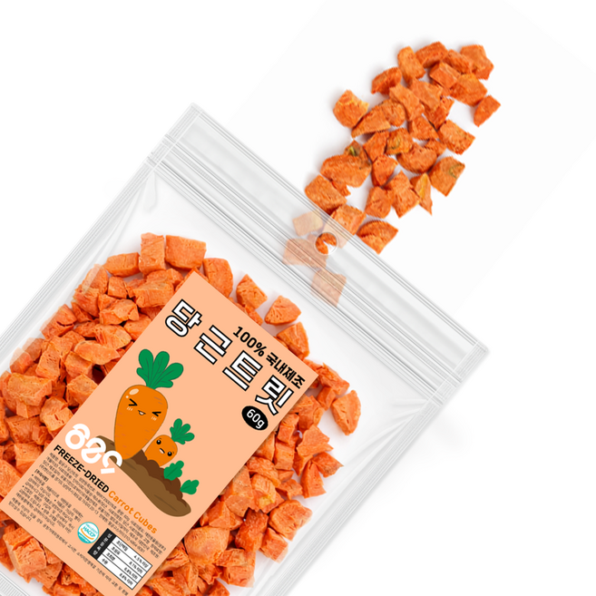 팔공구 동결건조 야채 동결건조간식 강아지 고양이트릿, 1개, 60g, 당근