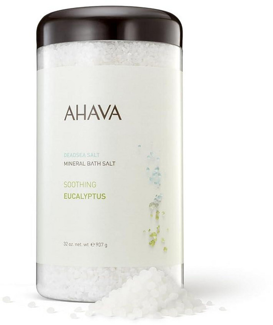 AHAVA 사해 미네랄 목욕 소금 - 영양 필수 바디 케어를 위한 목욕 담그기 32온스., 유칼립투스, 1개