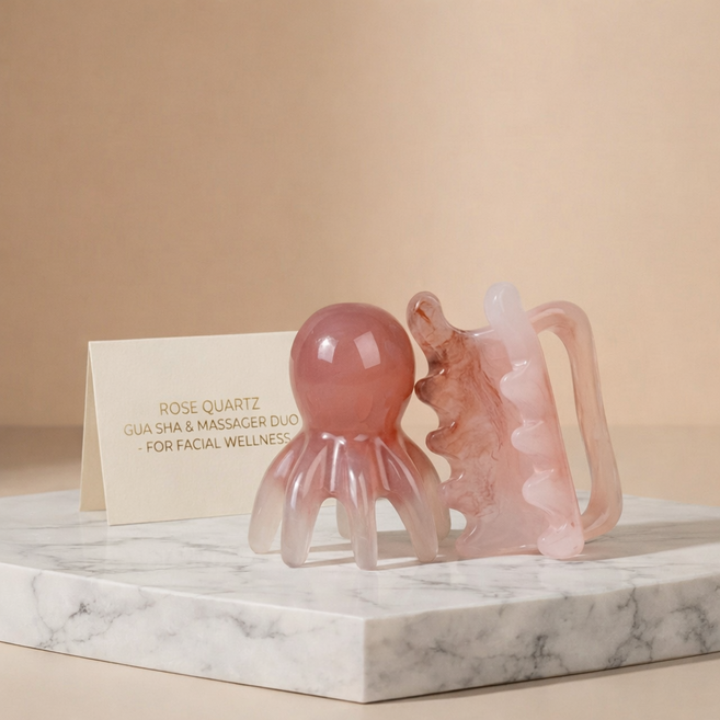 리엘샵 문어 괄사 두피 바디 페이스, 핑크, 1세트