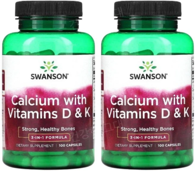 Swanson 칼슘 350mg 비타민 D K 함유 Calcium & Vitamins D K, 2개, 100정 - 쿠팡