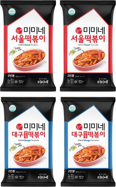 [미미네] 서울떡볶이 + 대구 판밀 떡볶이 (총 8인분), 4개, 465g