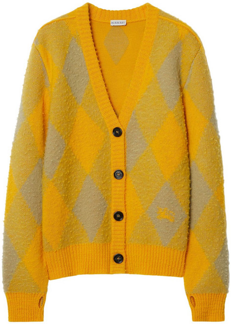 버버리 아가일 자카드 패턴 울 가디건