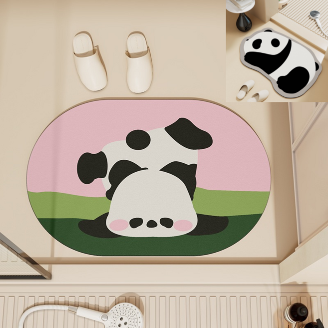 2개입 귀여운 세탁 판다 발매트 비정형 욕실 주방 발매트