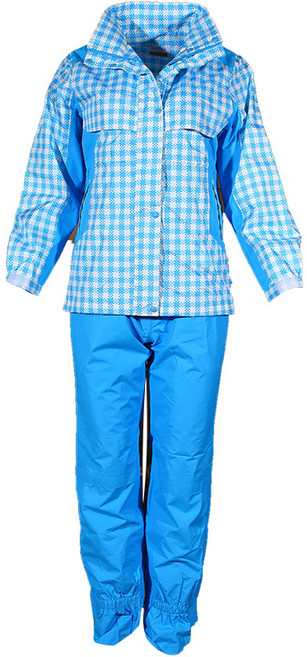 하늘색체크 우의 상하세트 휴대용파우치 및 우의용 모자포함, 하늘색체크-팔통-77, 1개