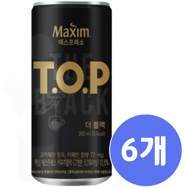 동서식품 맥심 TOP 더 블랙 (캔), 200ml, 6개
