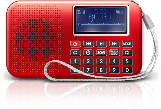 인켈 휴대용 미니 포켓 라디오 스피커, 레드(빨강), IK-PR130