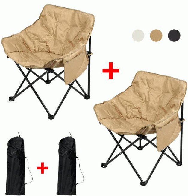 JAMIROWN 원터치 쿠션 경량체어 백패킹 접이식 캠핑의자 1+1, 1+1화이트+브라운, 1개