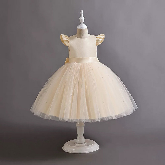 女童連身裙 公主裙 兒童禮服 花童禮服 蓬蓬裙 生日洋裝 珍珠網紗裙