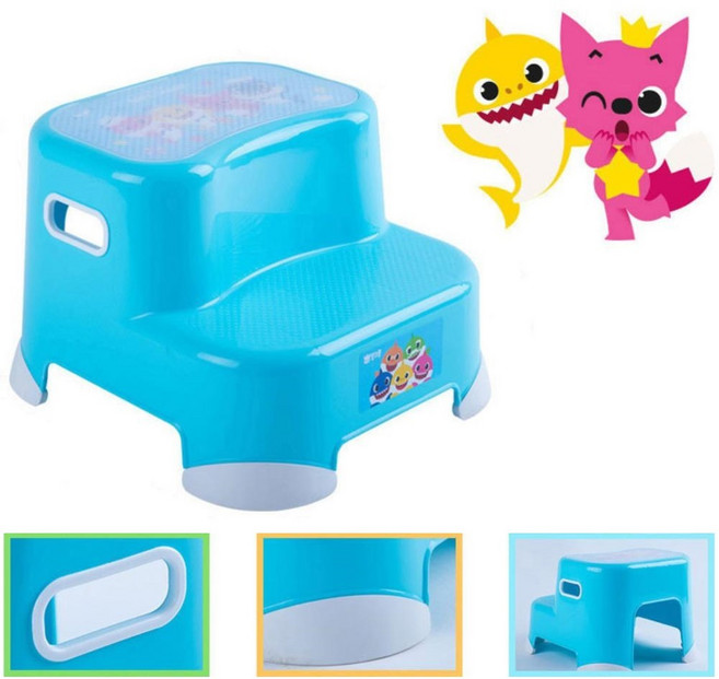 유아 핑크퐁 세면대 디딤대 2단 화장실 계단 발판 발받침대 아기, 블루