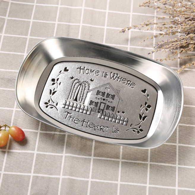 인테리어 소품 빈티지 드로잉 다용도 실버 트레이 23, C