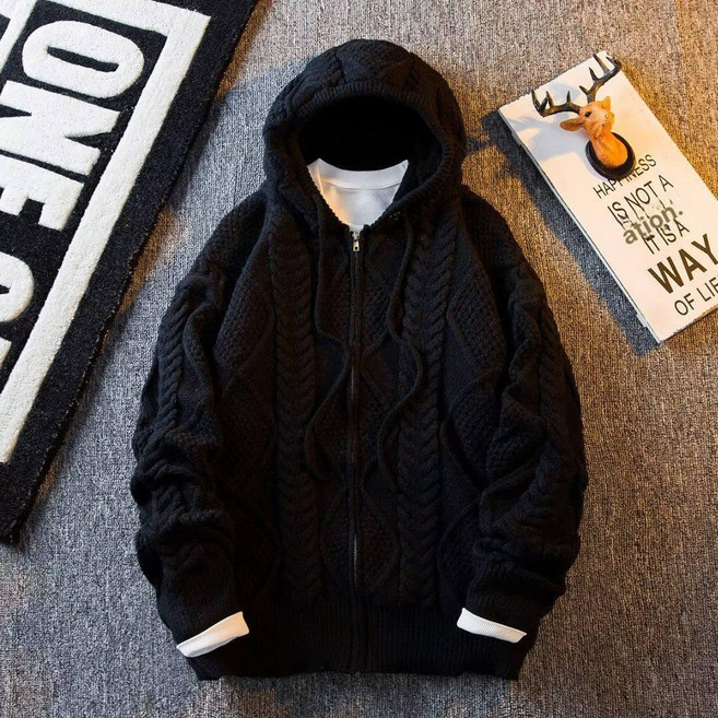스웨터 가디건 니트 집업 꽈배기 커플 빅사이즈 후드