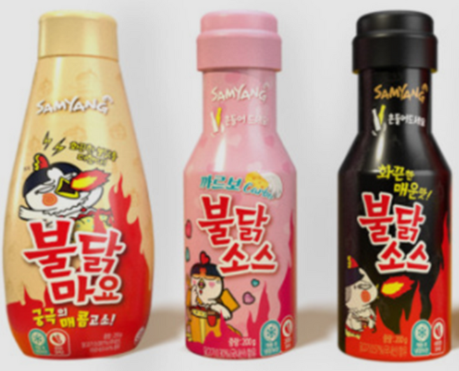 삼양 불닭소스 3종모음 (불닭 1입+까르보 1입+불닭마요 1입), 1세트, 650g