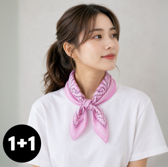 쪼꼬진주 클래식 반다나 스카프 1+1