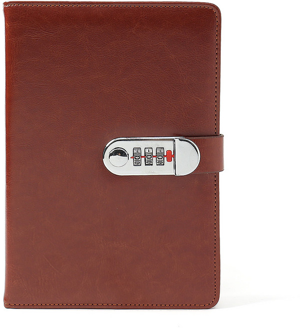 빈티지 비밀번호 다이어리형 노트, 브라운, 1개