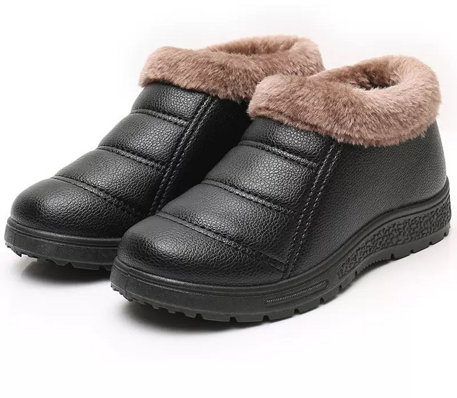 BLTER 여성 겨울 털신발 겨울 방한화 미끄럼방지 슬립온 엄마 털신발 할머니 발편한 단화 기모 털 따뜻한 여성 스니커즈BLB1