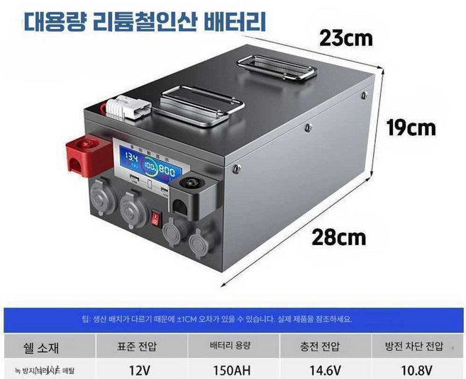 인산철배터리 12v 150AH 파워뱅크 밧데리 대용량 차박 캠핑카, 12V 150AH AC충전(기념일), 1개