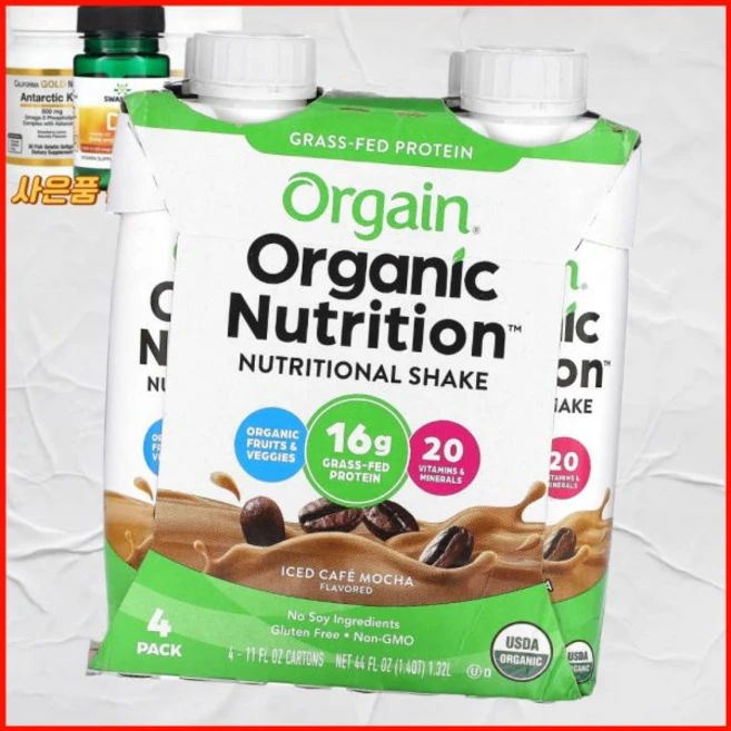 오르가인 유기농 영양 영양이 풍부한 쉐이크 아이스 카페 모카 4팩 각 330ml 미국내수 올게인올게인, 4개 - 쿠팡