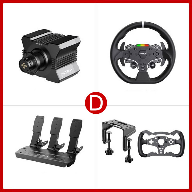 [CTK] MOZA R5 게이밍 레이싱 조이스틱 휠 핸들 풀패키지 올인원, 1개, D.R5+ES핸들+3페달+데스크 거치대+포뮬러 핸들