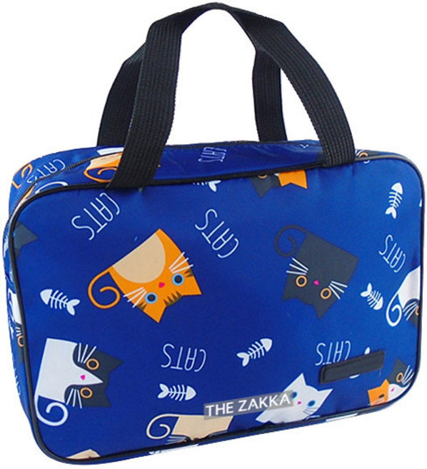 더자카 러블리캣 지퍼 목욕가방, 네이비