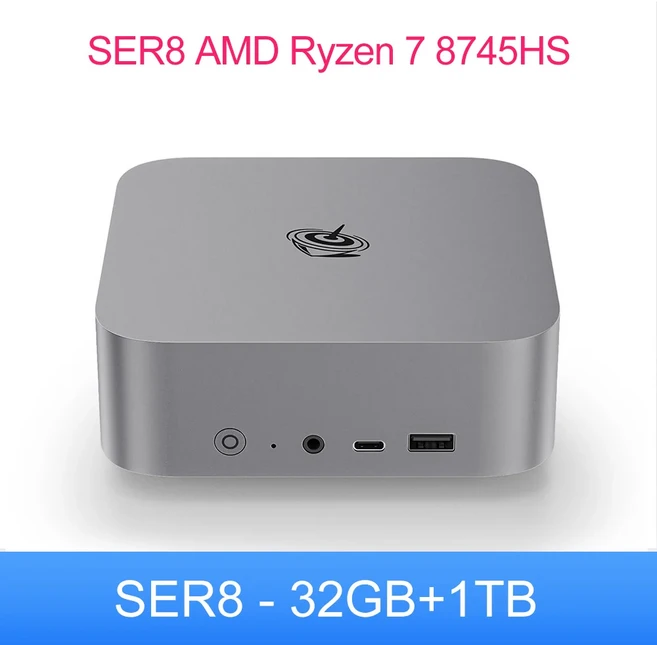 비링크 미니 PC SER8 AMD 라이젠 7 8745HS 데스크탑 게이밍 가정용 컴퓨터 24G 32G DDR5 1T NVME AI 기능, 01 빠른, 01 32G1T