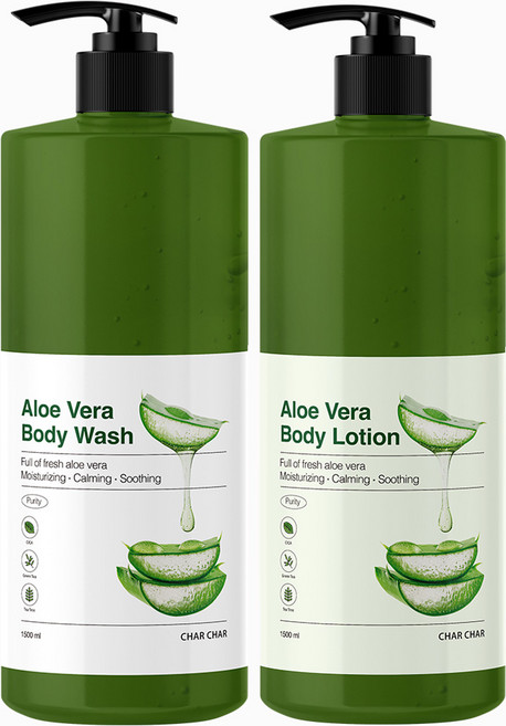 샤샤 알로에 베라 (바디워시 1500ml+바디로션1500ml) 대용량 저자극 수분 클렌져 시카+모링가 함유, 샤샤 알로에 베라 바디로션 1500ml 대용량 진정 영