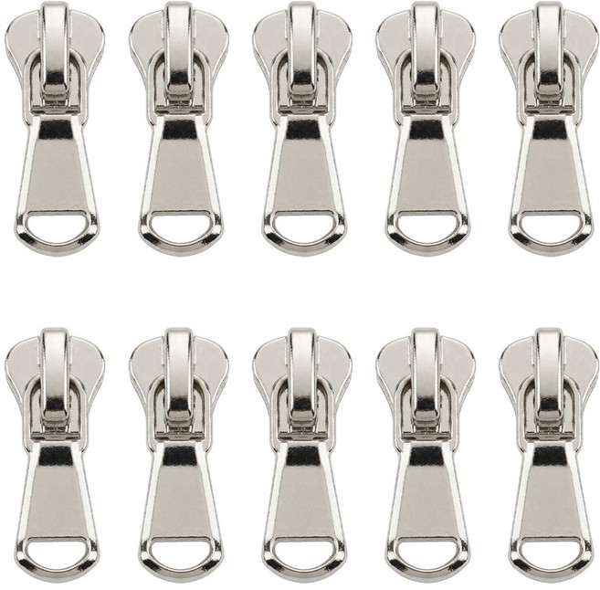 Joeunmall 3호 비슬론 지퍼고리 지퍼머리 지퍼손잡이 개이빨, 10개, 3호-니켈