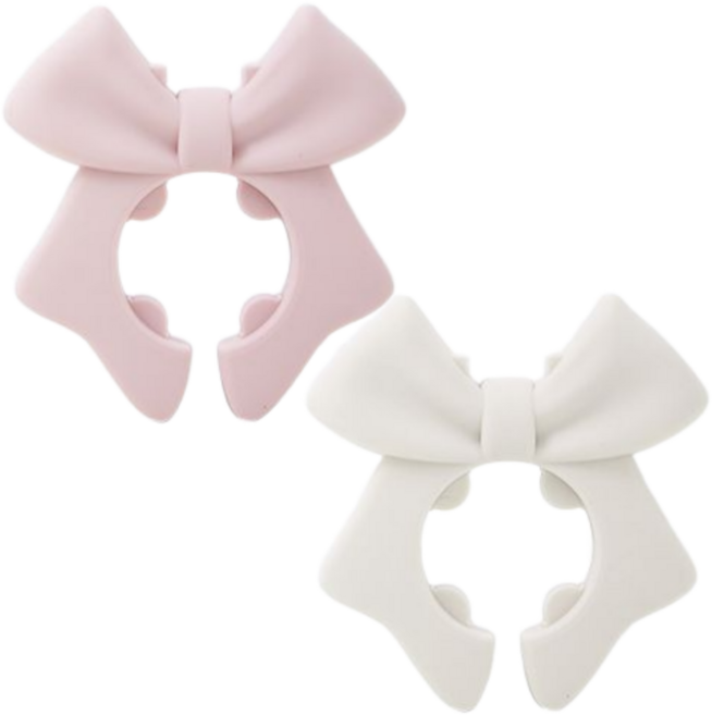 키꾸 실리콘 조리도구 리본 받침대, 2개, 핑크+아이보리