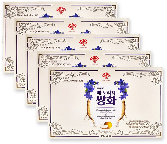 동화약품 부채표 배 도라지 쌍화, 50개, 120ml