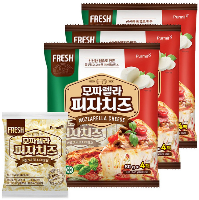 푸르밀 모짜렐라피자치즈, 3개, 240g