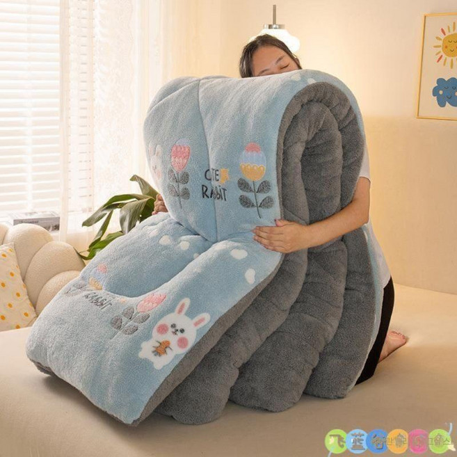 겨울 기숙사용 두꺼운 산호플리스 담요 따뜻한 극세사 블랭킷 매트리스 일체형 이불