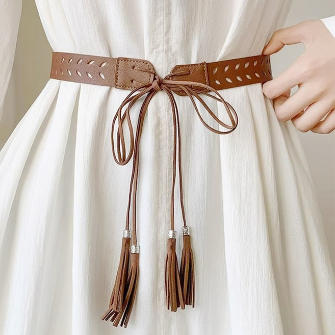 아띠Ahtty 보헤미안 테슬 가죽 레더 벨트 레이어드 패션 원피스 청바지 허리 끈