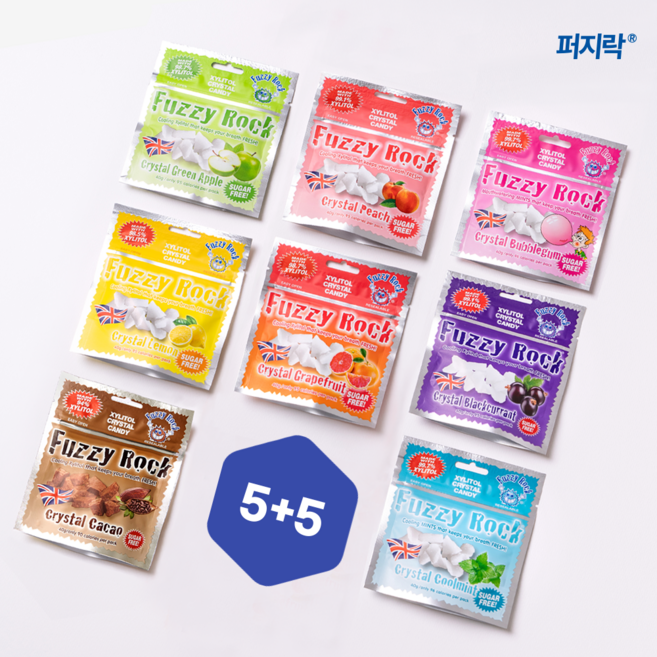 퍼지락 자일리톨 무설탕 캔디 7종 5+5 골라담기, 피치 5EA, 그린애플 5EA, 40g