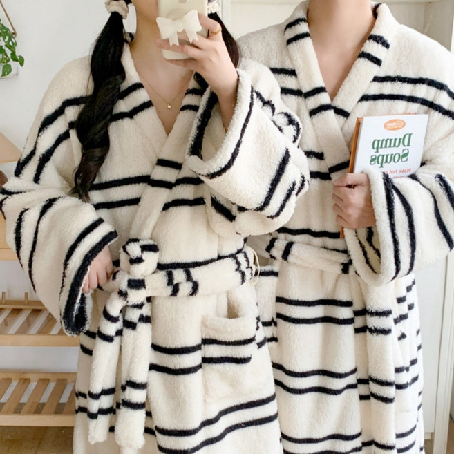 소랜디 커플 극세사 샤워 가운 수면 목욕 잠옷 로브