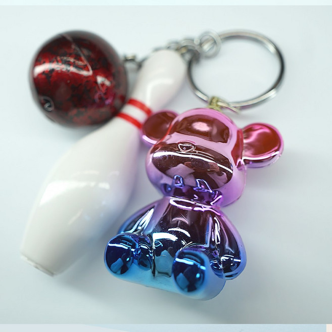 mcuru 키치X베어 볼링 키링 열쇠 가방고리, 핑크