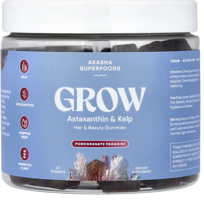 새해 첫좋은선물 Akasha Superfoods Grow 헤어 & 뷰티 구미젤리 석류 파라다이스 구미젤리 60개 제대로 할인합니다, AkashaSuperfoodsGrow헤어뷰티구미젤리석류, 1 - 쿠팡
