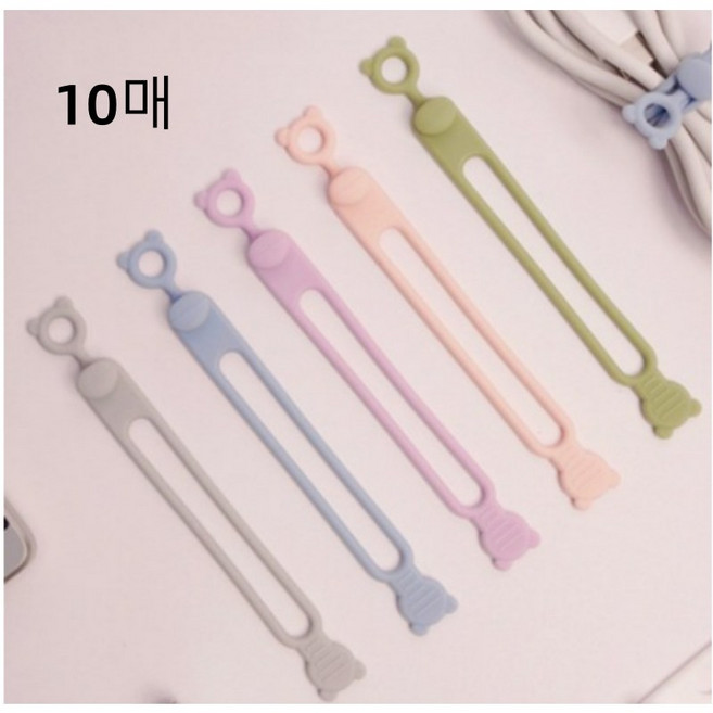 VergHatia 실리콘 컬러 케이블타이 귀여운 나일론 선 정리 홀더, 무지개색 대형180mm, 10매